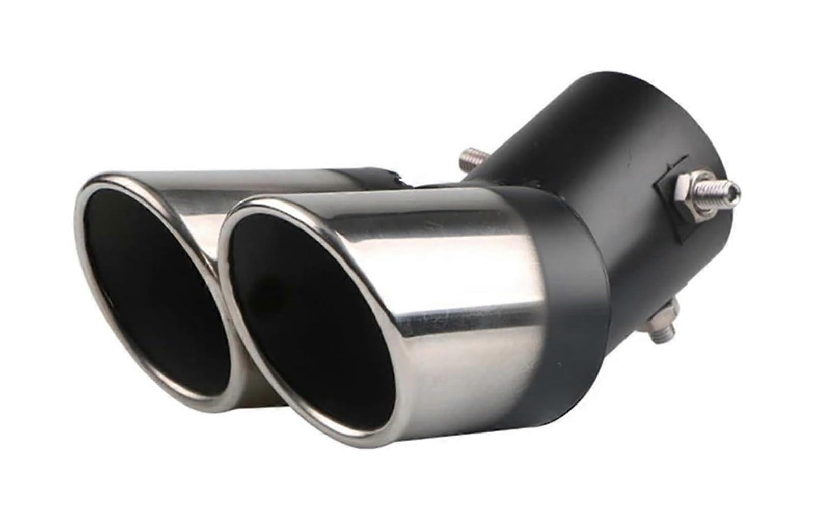 Car Exhaust Pipe Dual Outlet Tailpipe Slant Rolled Edge Auto Muffler Modified Universal Fit