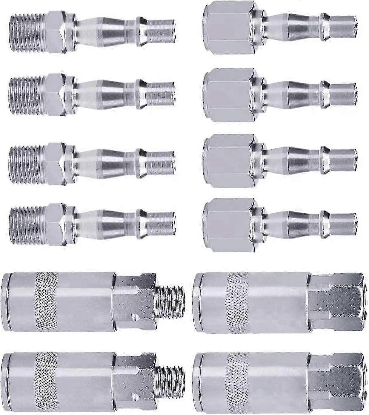 12-Piece Quick-Connect Air Compressor Fittings Set with 1/4" BSP Euro Style Air Hose Adapters and Accessories Edition 1107