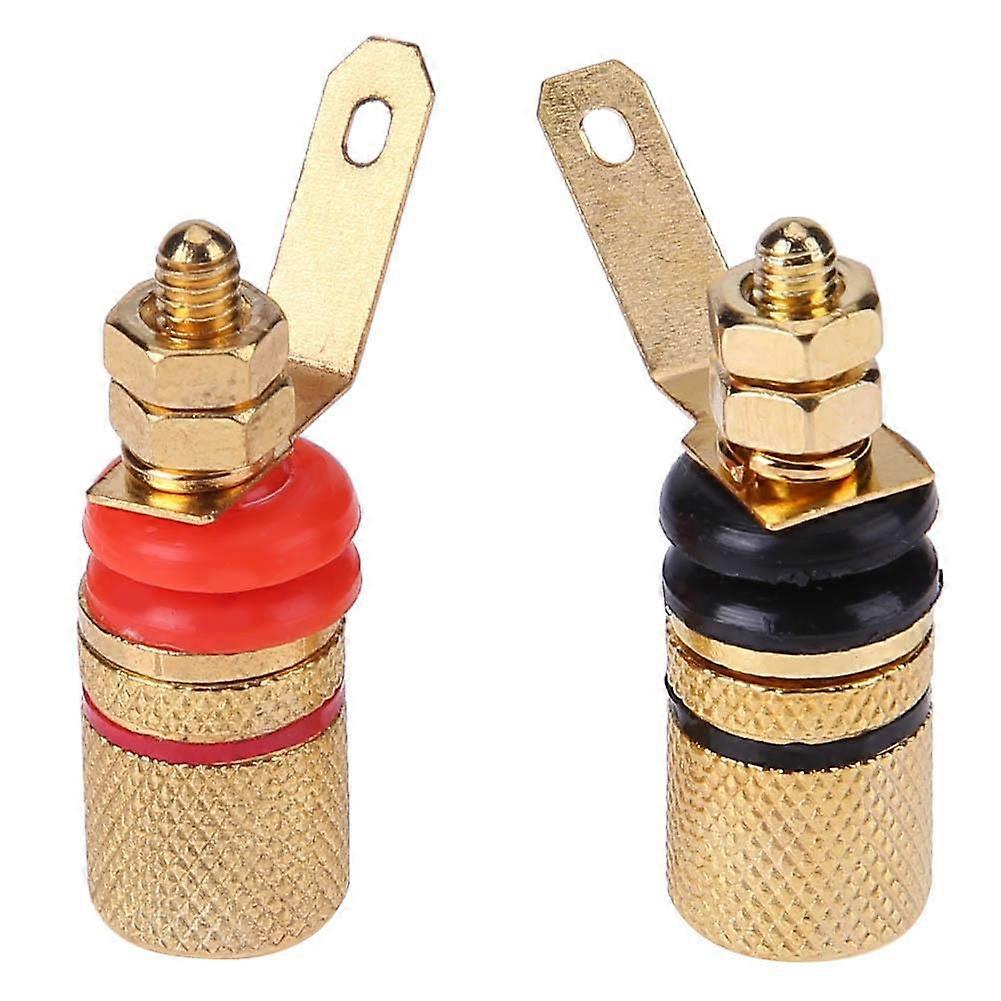 Mojoyce 2pcs Gold Plated Speaker Binding Posts Terminal 4mm Sockets for Banana Plug