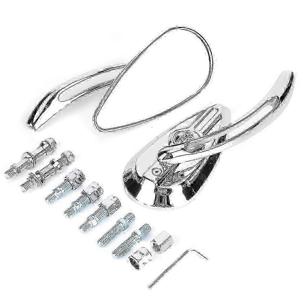 2pcs Motorcycle Chromed Rearview Mirrors 8mm 10mm Thread Skull Teardrop Handlebar Reflector