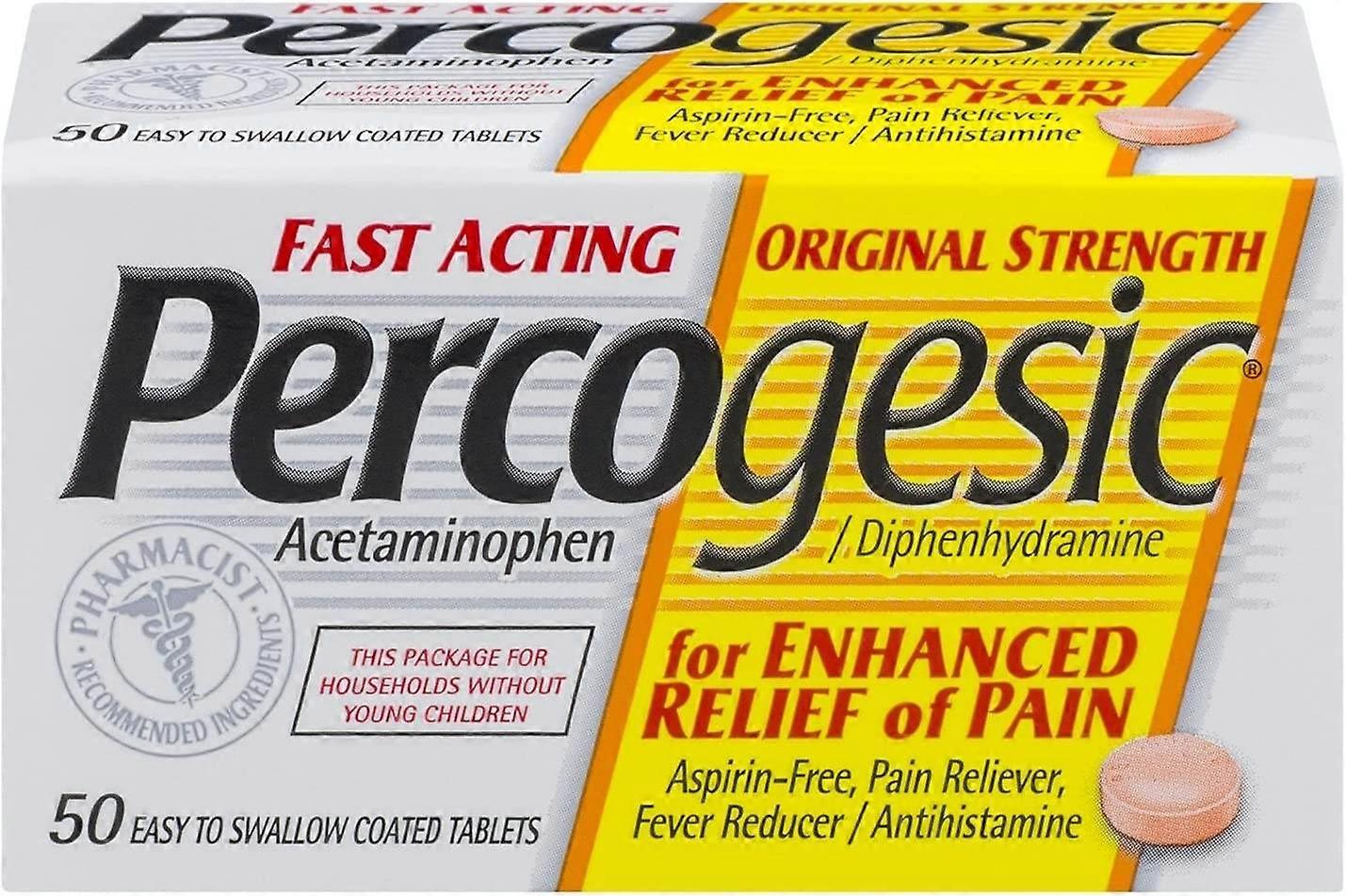 Percogesic Fast Acting Pain Reliever, 325 Mg, Tablets, 50 Ea