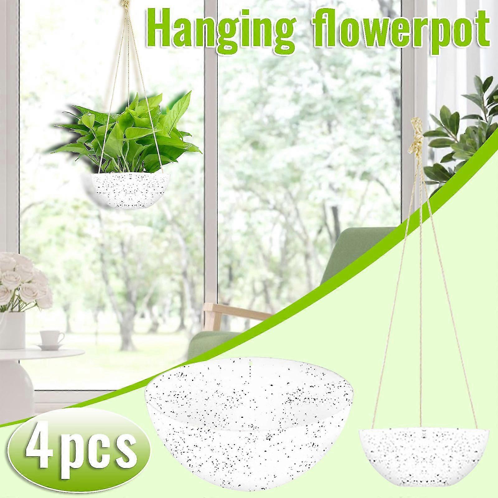 Exsha 4-pack 10 pouces suspendu Panier de jardinière extérieur Plantes d’intérieur Pot de fleurs ave