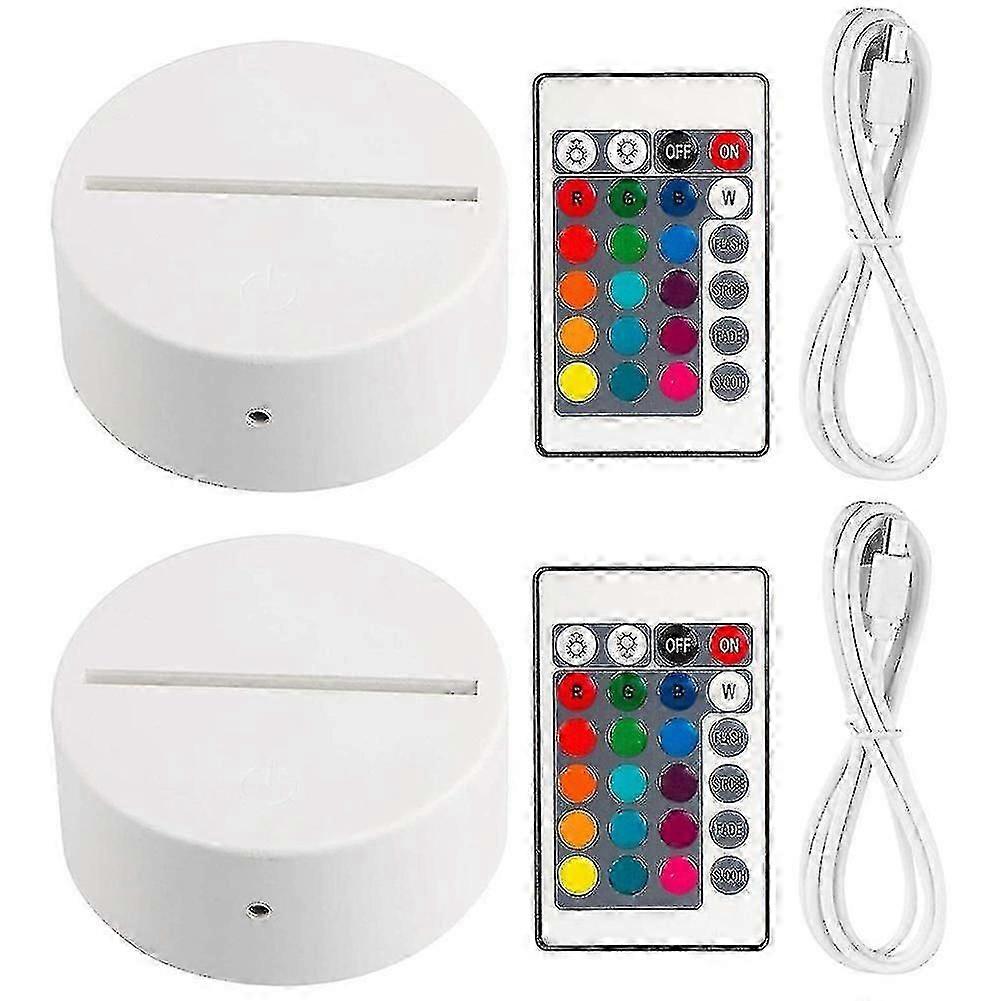 2 Pack 3d Night Led Light Lamp Base + Remote Control + Usb Cable, 16 Colors Light Show Display Stan  (tangling)