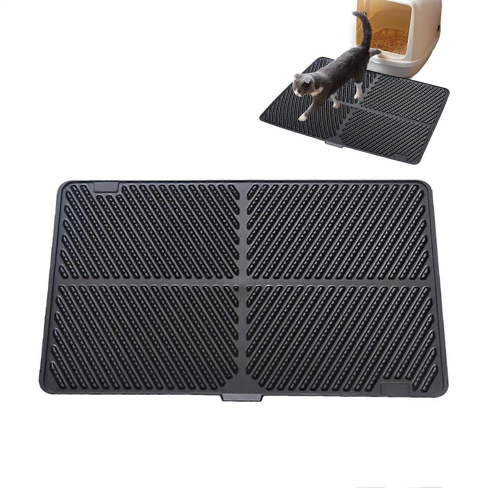 Cat Litter Mat Waterproof Foldable Extra Large Floor Protector for Indoor Pet Area Black