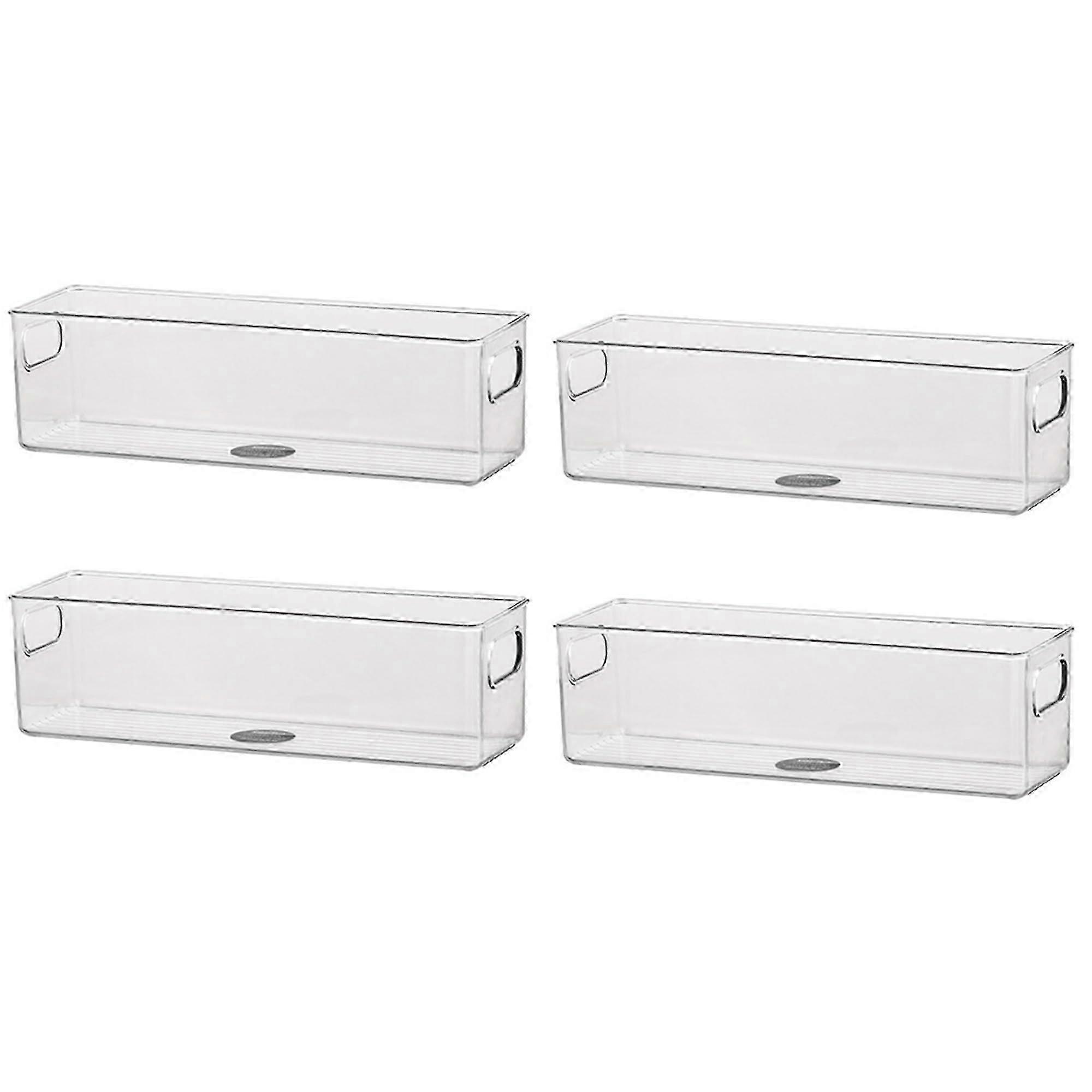 4 Set Stackable Transparent Plastic Pantry Containers for Kitchen Storage, Quart Size Fridge Organizer, BPA-Free