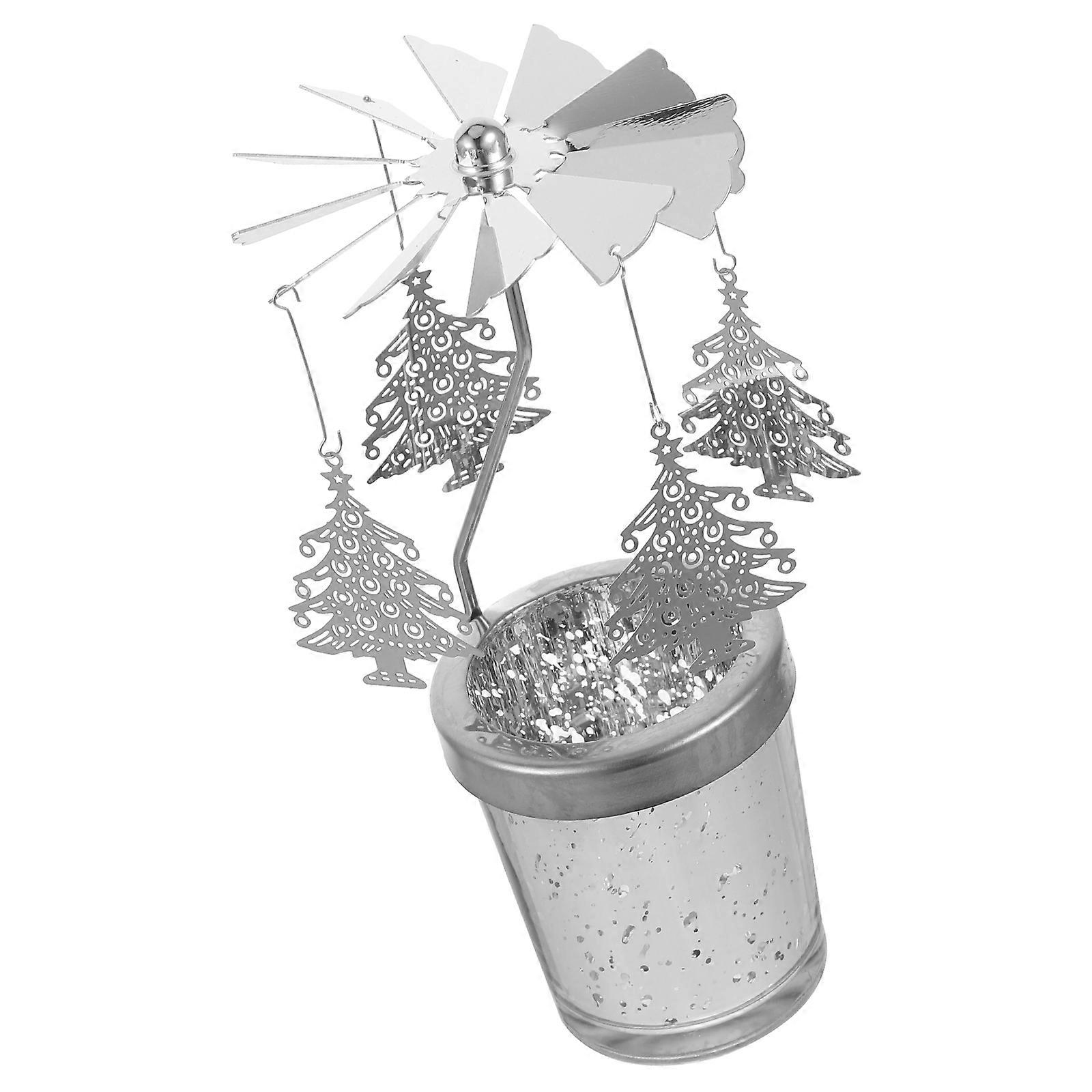 Decorative Windmill Candle Holder Silver For Christmas Table Decor 1Pcs