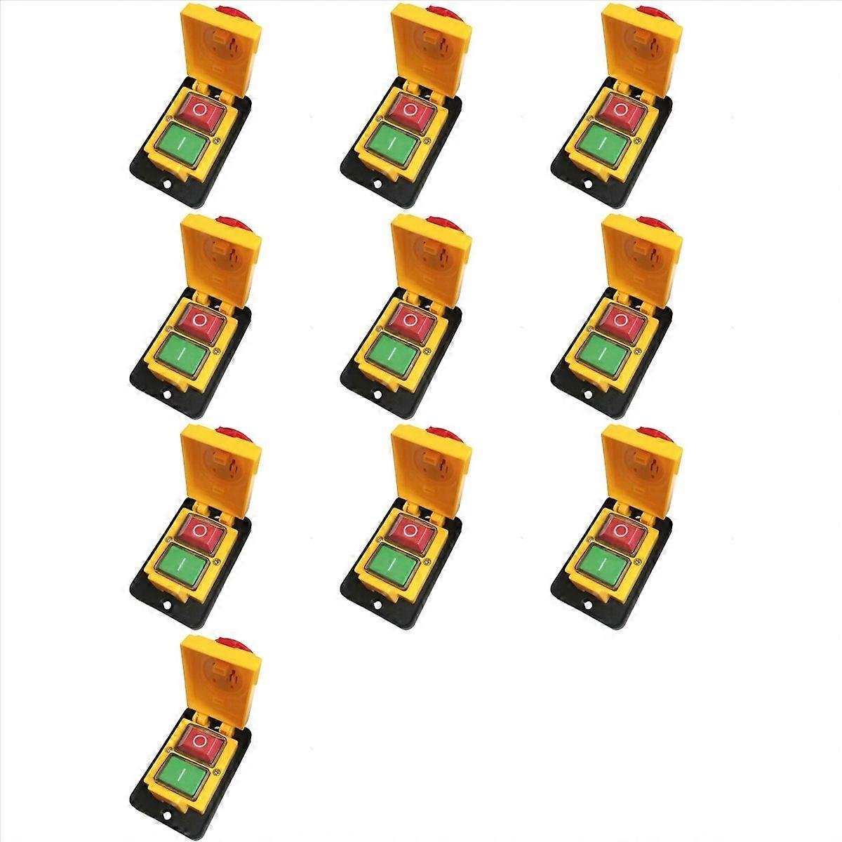 10X DZ05 7 Pins 400V IP55 Three-Phase Electromagnetic Emergency Stop Push Button Switch