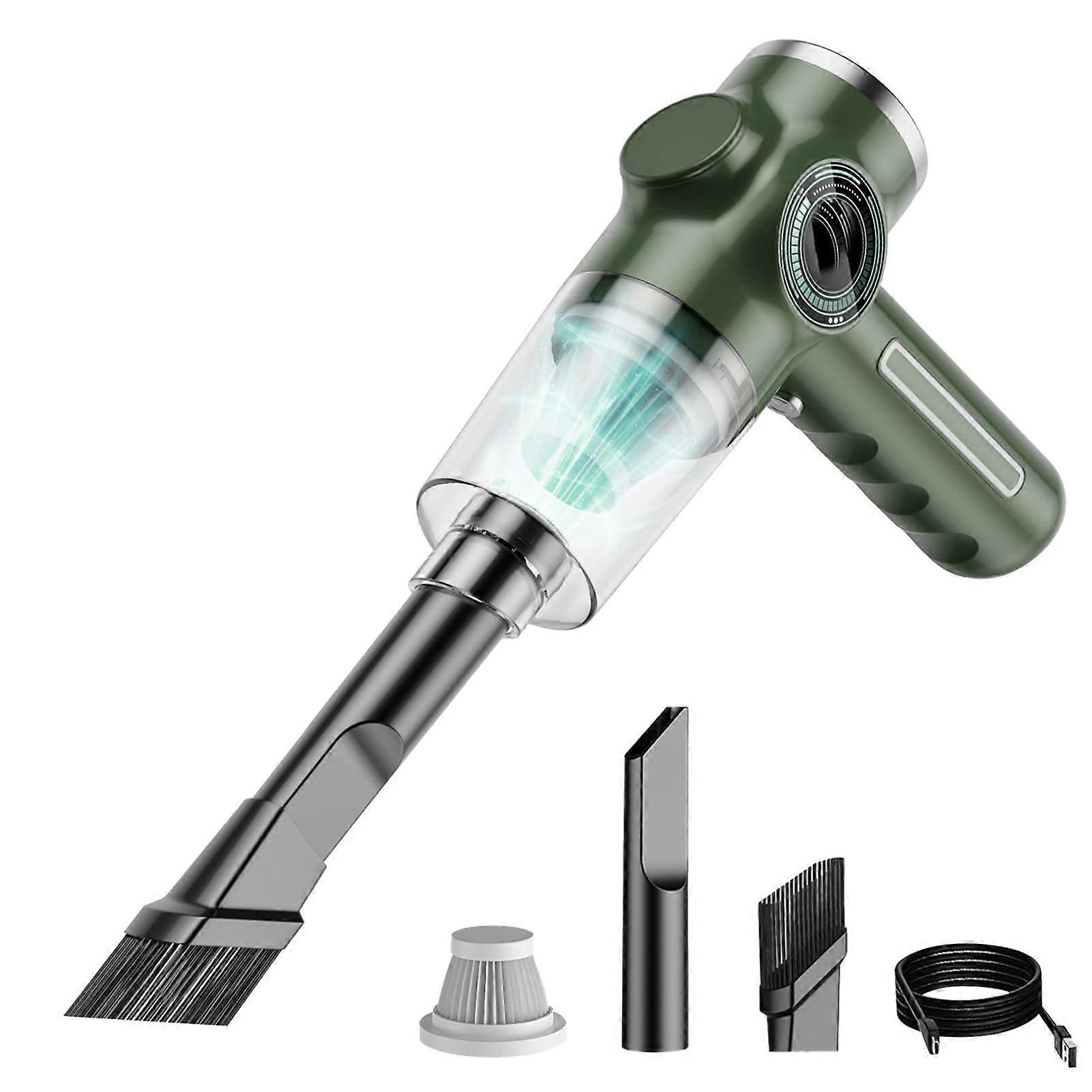 Cordless Rechargeable Vacuum Cleaner with Flat & Brush Nozzle for Home, Car, Keyboard Cleaning (Green, 1 Filter)