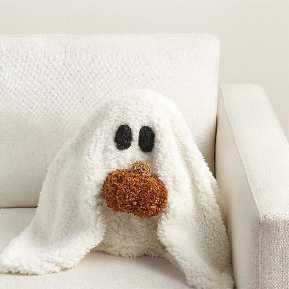 Ghost Plush With Pumpkin Pillow 9.8Inch Ghost Cushion Plushies Soft Stuffed Halloween Throw Pillow For Kids And Adults