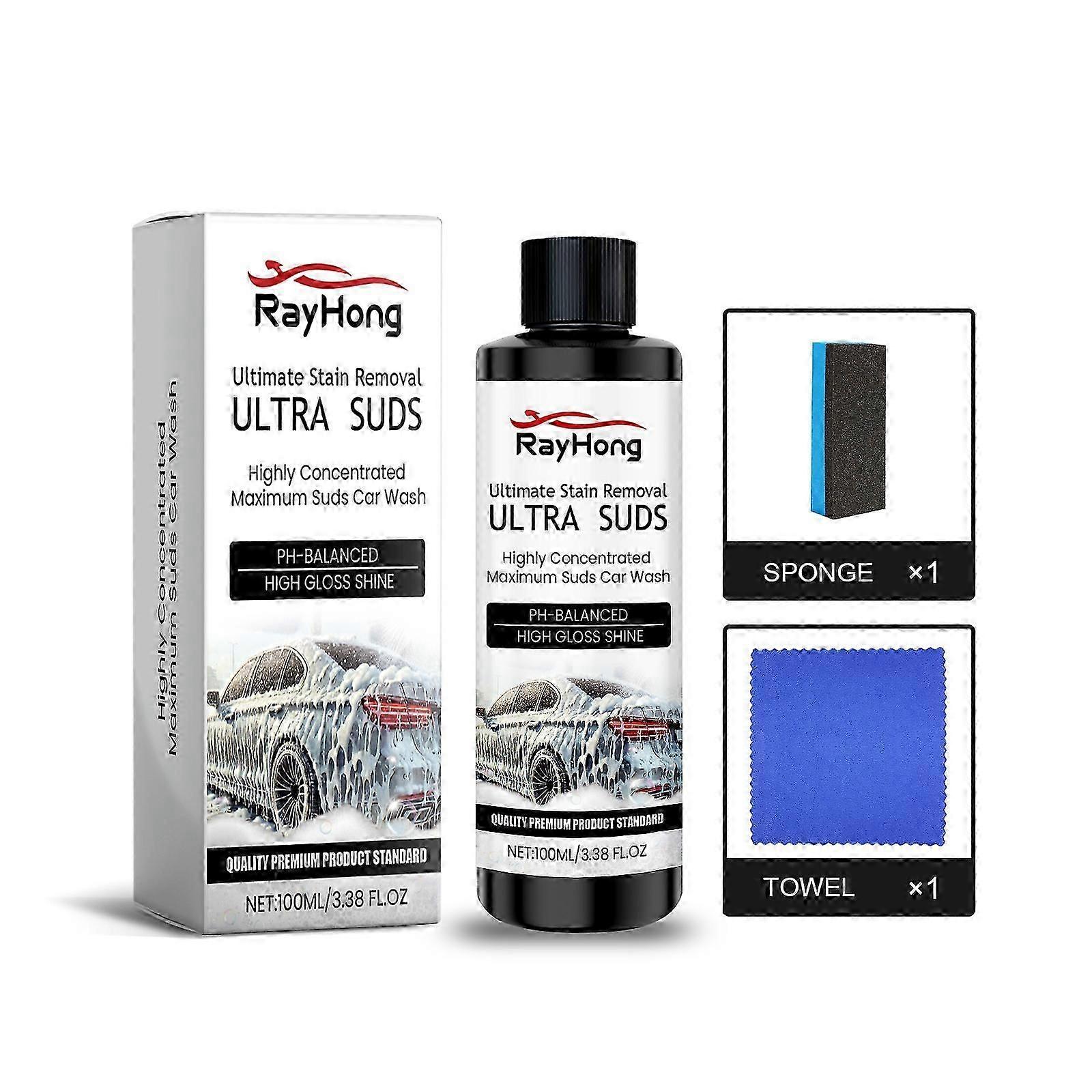 Premium Car Wash Liquid - Powerful Decontamination & Stain Removal, Fast Drying Formula, Easy 1:100 Mix for Sparkling Clean & Glossy Finish