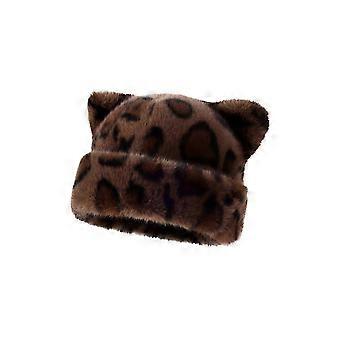 Cozy Leopard Print Bear Hat - Women's Winter Beanie, Perfect Christmas Gift