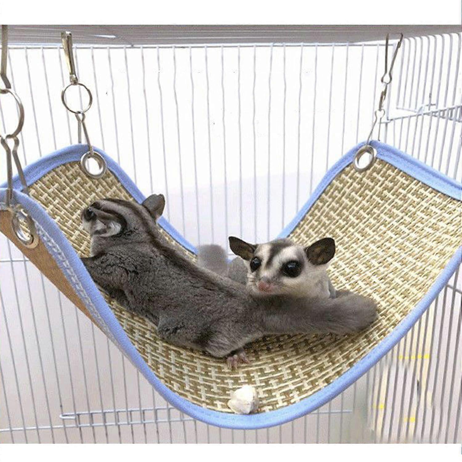 Small Pet Hammock Cooling Rattan Design for Sugar Glider Ferret Chinchilla Guinea Pig Squirrel M