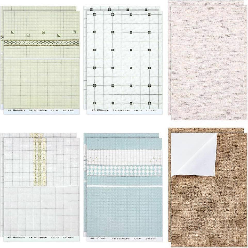 12Pcs 6 Styles Paper Wall Stickers Self Adhesive Floor Tiles Colorful 1:12 Scale Minihouse Floor Tiles Wallpaper Decoration for Model Decor Building D