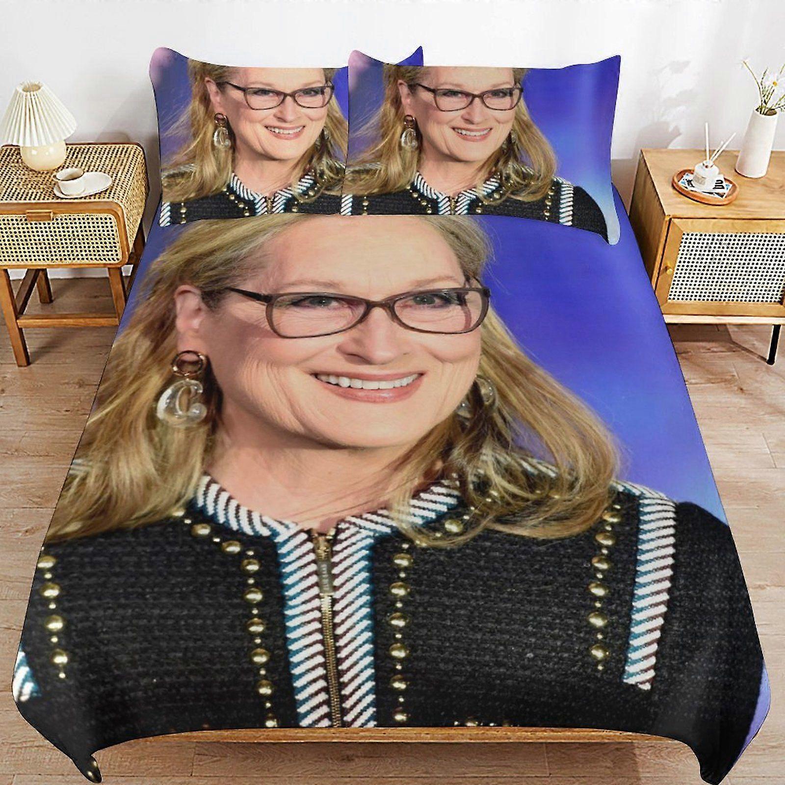 1903QS Meryl Streep Quick Clean Structure Long Wear Fit Minimal Surface Duvet Cover Sets Practical Bedding AP1903
