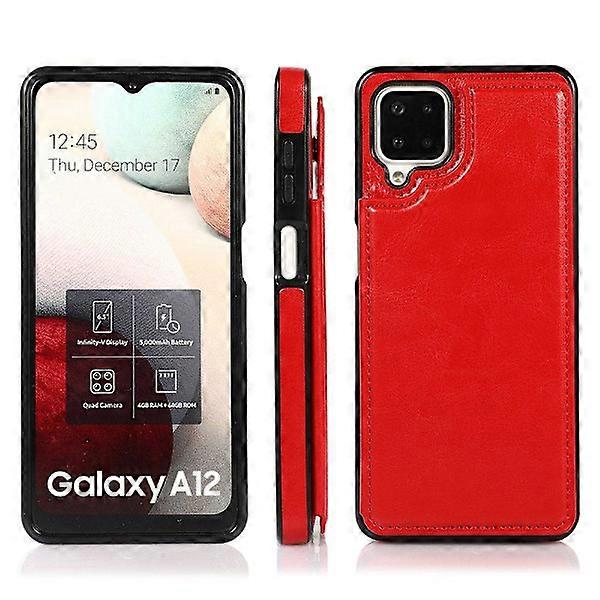 Compatible with Samsung Galaxy A12 - Case with Card Holder Red