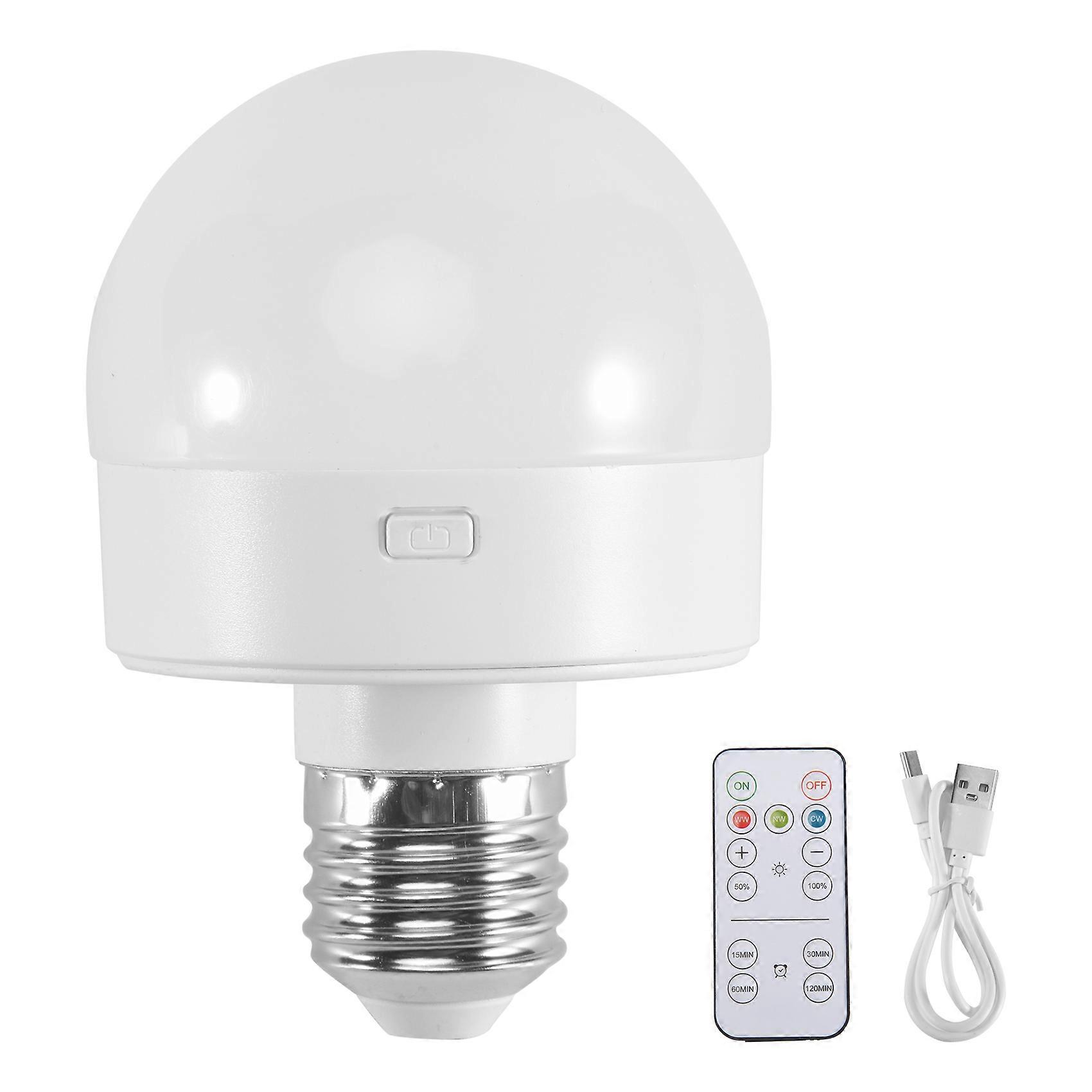 Rechargeable Battery Operated Light Bulbs, 300LM E26 Screw in Light Bulb for Lamps with Remote Control Dimmable&Timer