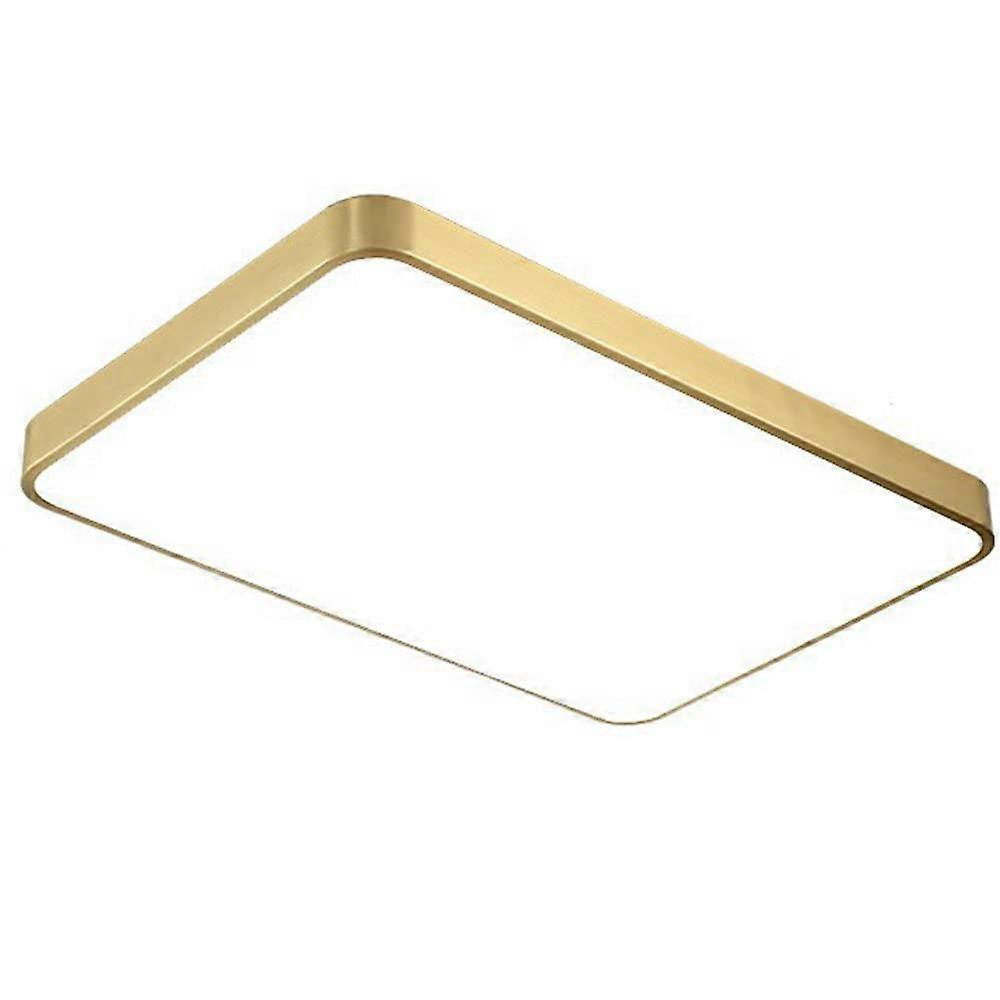 All Copper Dimmable LED Flush Mount Ceiling Light with Rectangular Acrylic Shade, 360° Lighting, 60cm