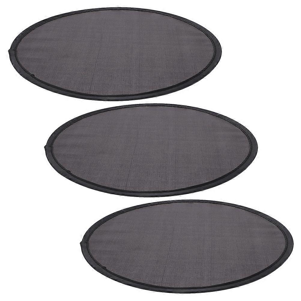 Black Round Foldable Fan Hand Fan for Decoration Use 3Pcs