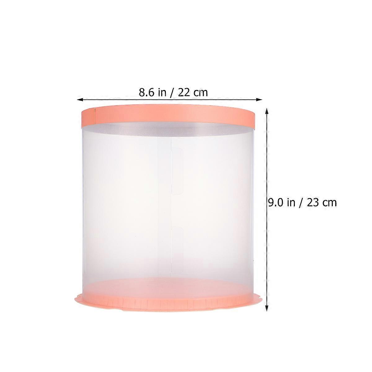 Round Cake Box Plastic Packaging Containers for Home Use Pink Double-layer 6inch Eco-friendly 1Set