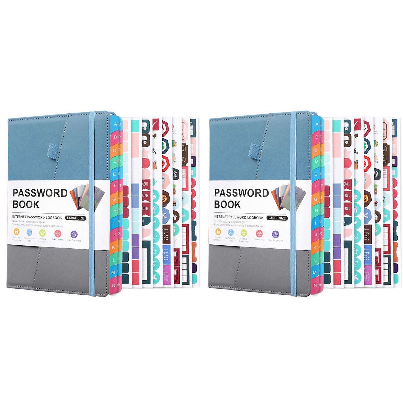 2X Password Keeper Book with Alphabetical Tabs Password Notebook for Internet Website Address Log in Detail,B