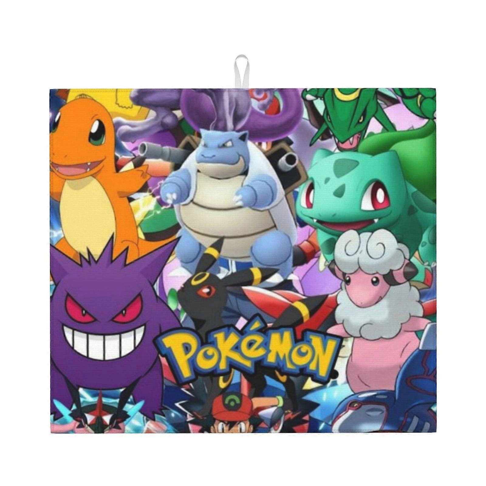 Pikachu Dish Drying Mat For Kitchen Counter, Microfiber Dish Mat, Fast Absorbent Draining Pad