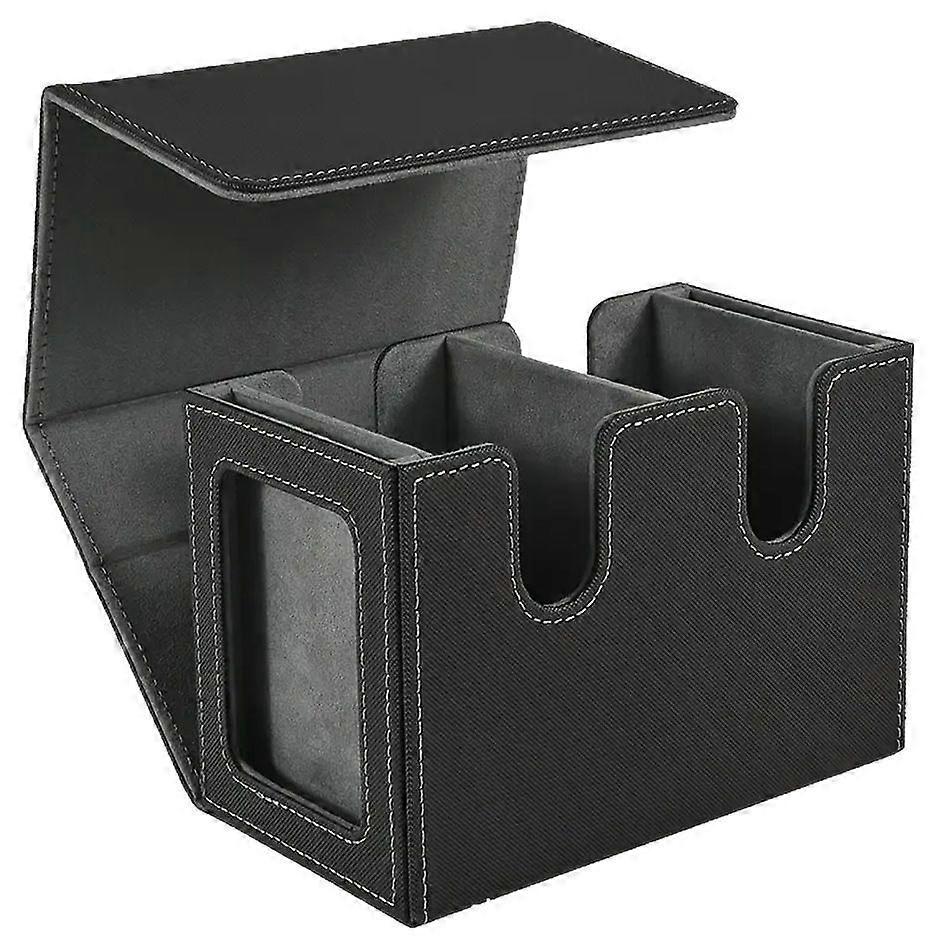 Card Deck Box with 2 Commander Display, Double Deck Box for 140+ Single Sleeved Cards, Fits for TCG CCG Magic Cards