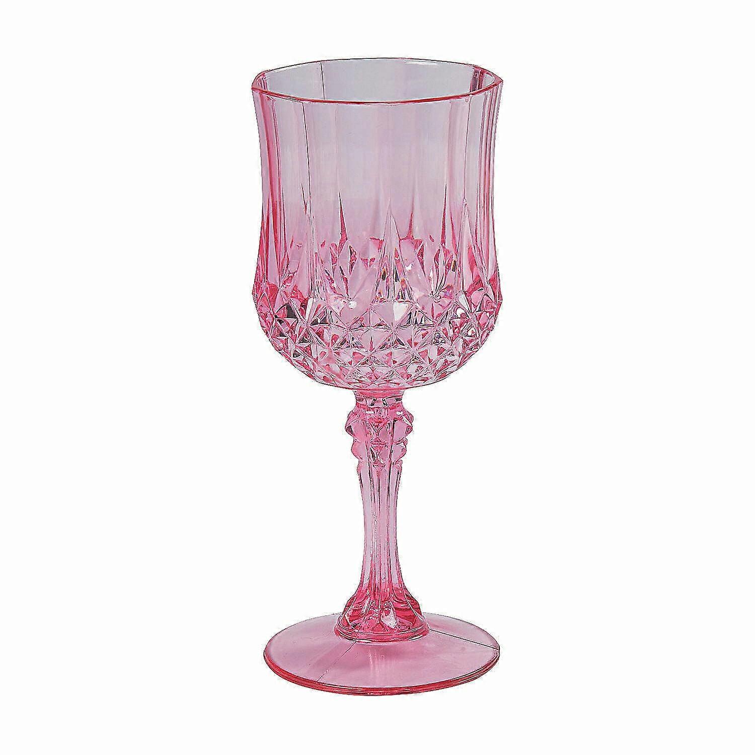 Pink Patterned Plastic Wine Glasses - Party Supplies - 12 Pieces