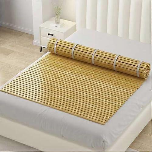 Foldable Bamboo Bed Board with Breathable Slats for Mattress Support, 36x39in Natural Roll Up Base
