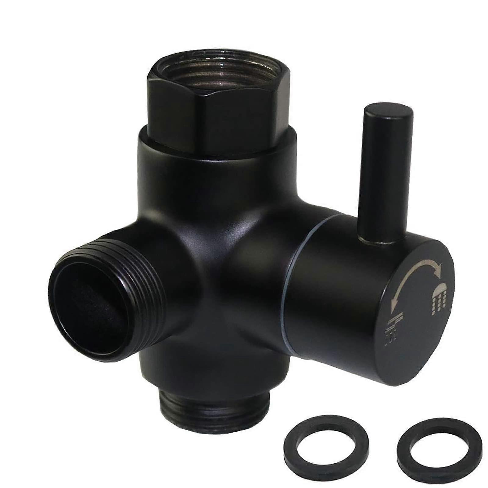 3 Way Shower Arm Diverter Valve Matte Black Metal for Handheld and Fixed Showerhead G1/2