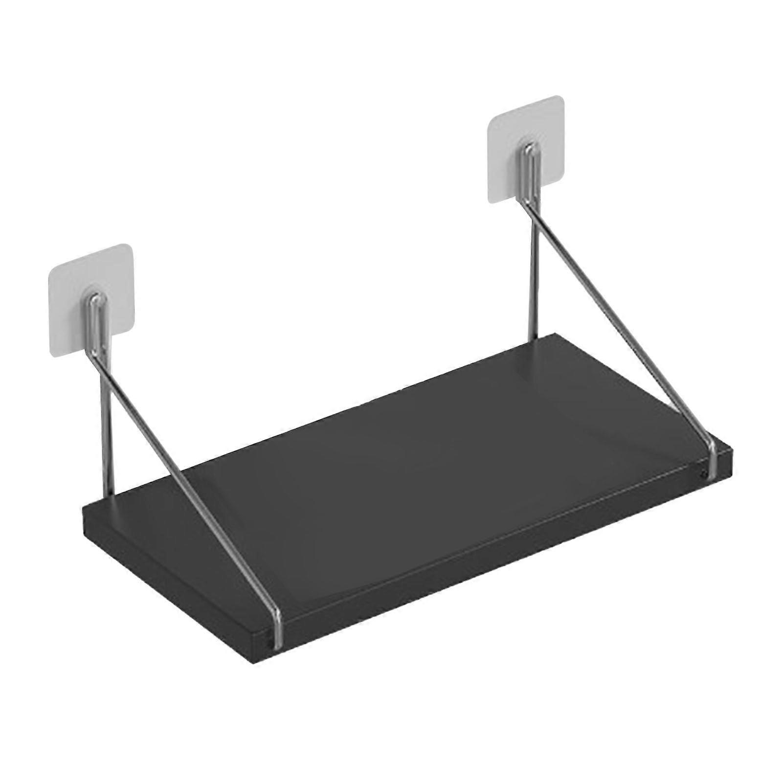 Router Wall Mount Shelf SpaceSaving Metal and Wood Storage Box for Home and Office Black