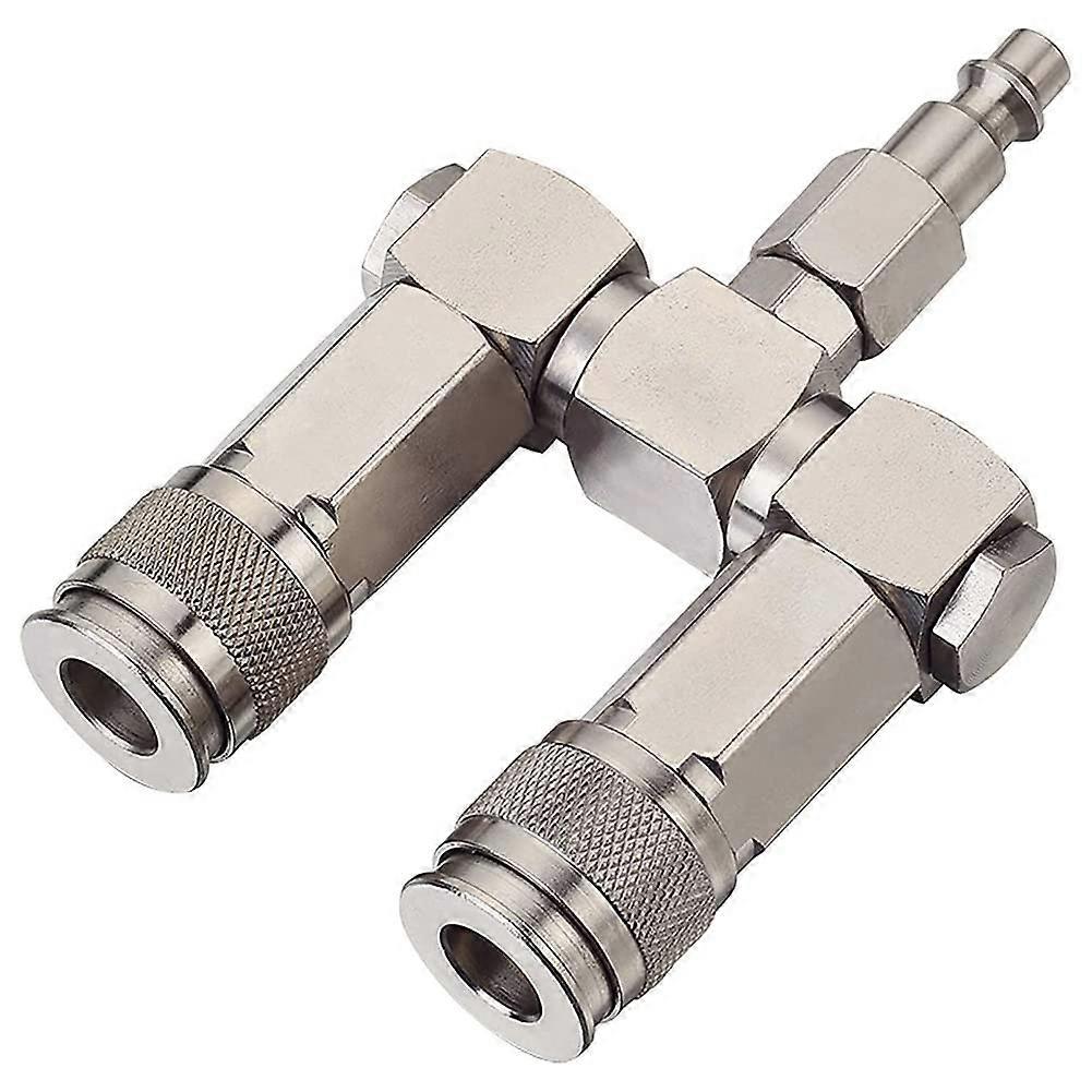 Air Hose Connector 1/4 Inch 2 Way Splitter with 360° Swivel and Quick PushtoConnect Fittings