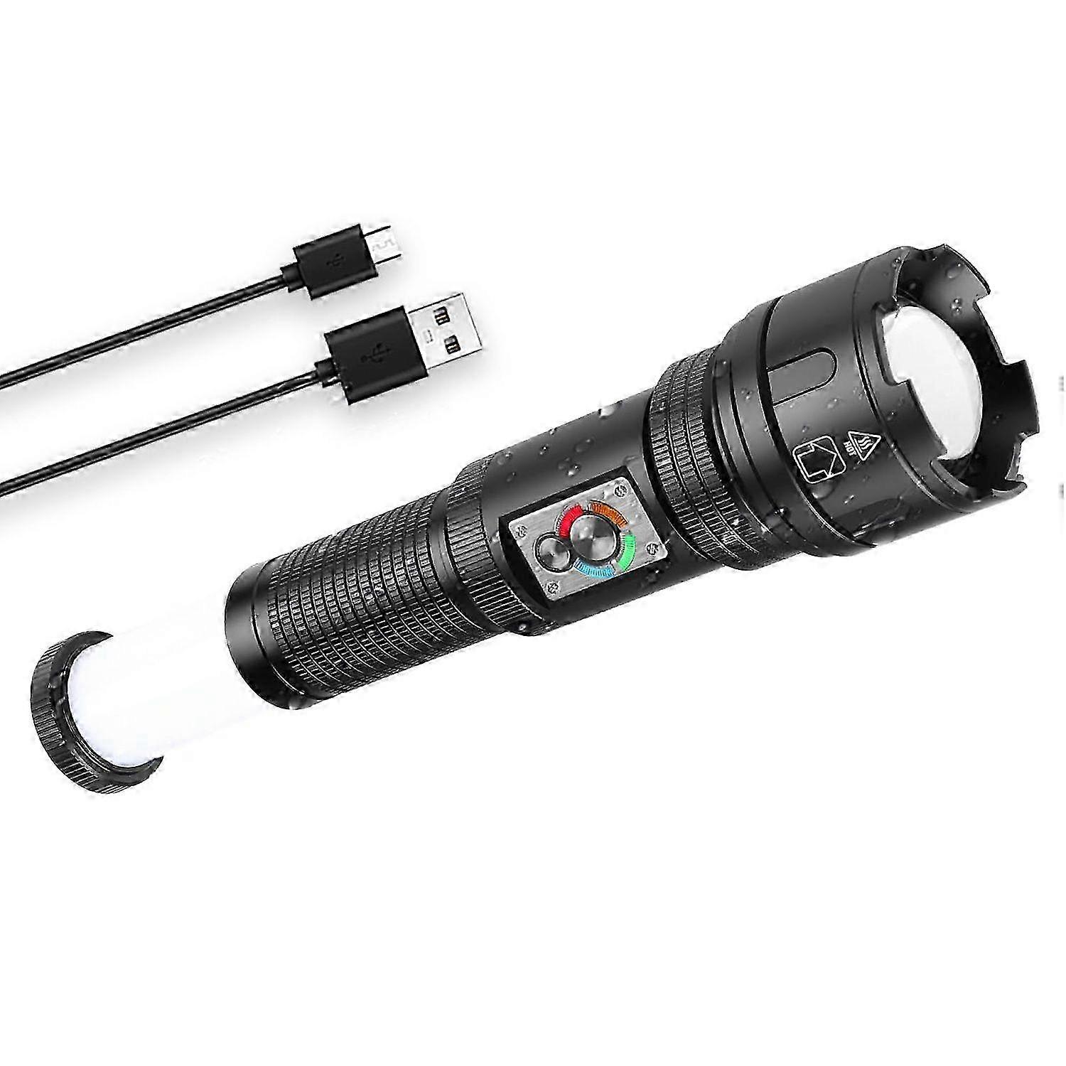 X90 Pro Tactical Flashlight 3900 Lumens, Zoomable, Waterproof, Type-C Rechargeable
