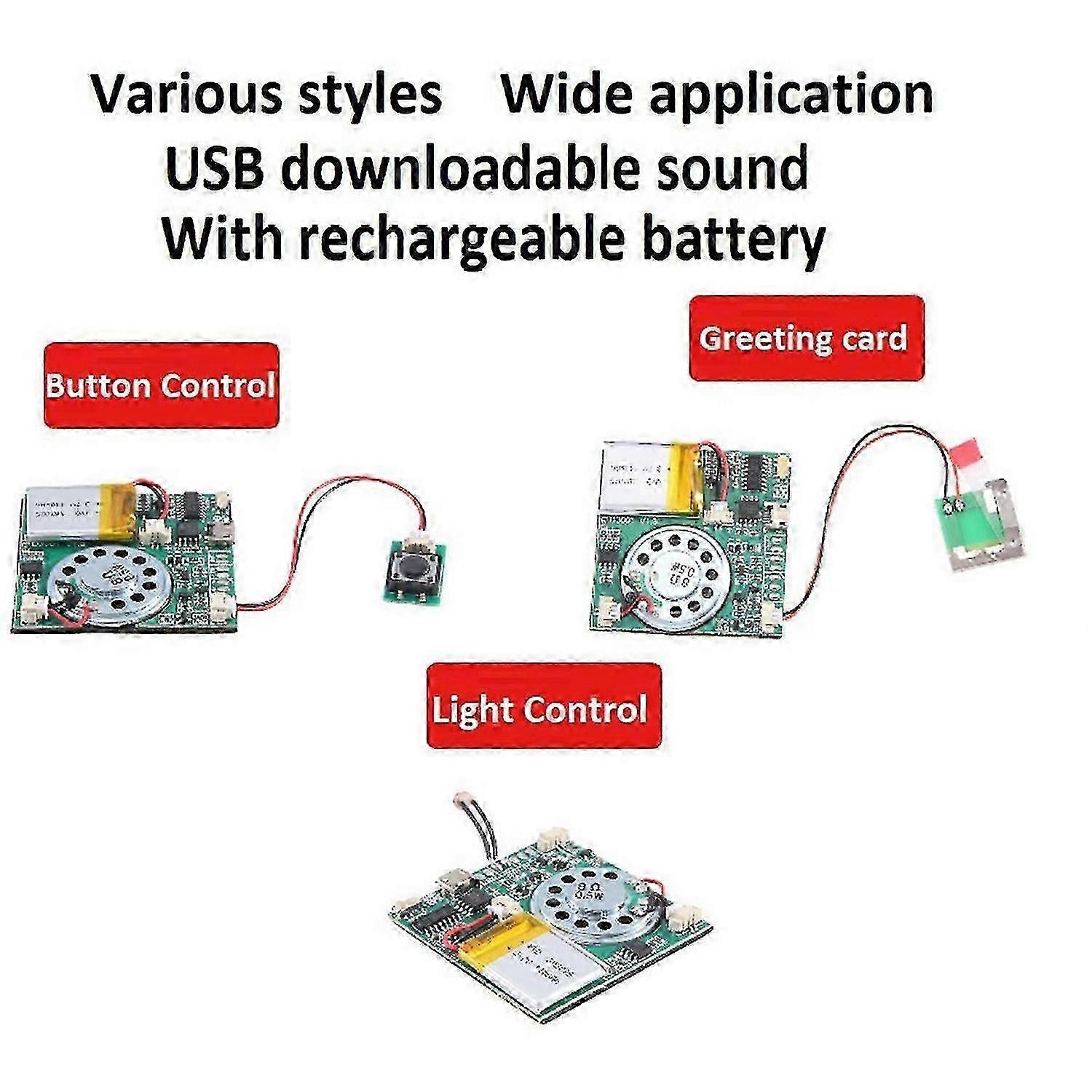 USB recording music module greeting card, button
