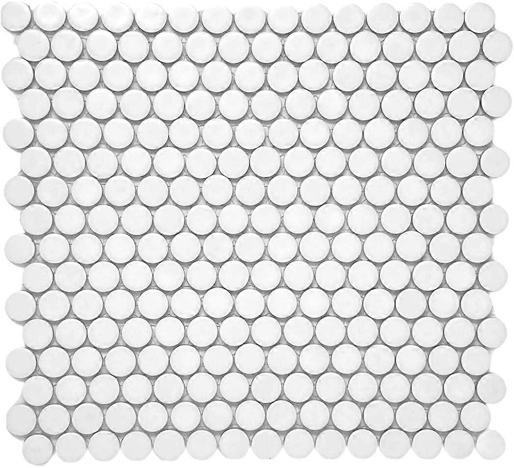 Matte White Porcelain Penny Round Mosaic Tile Mesh Mounted for Bathroom Walls Floors Backsplash