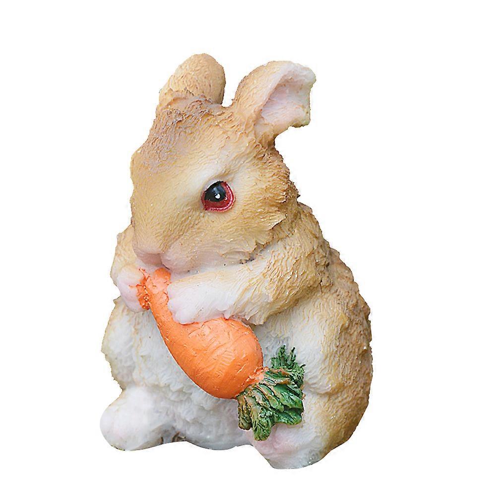 Rabbit Resin Craft Mini Rabbit Model for Decoration 3Pcs Brown Set