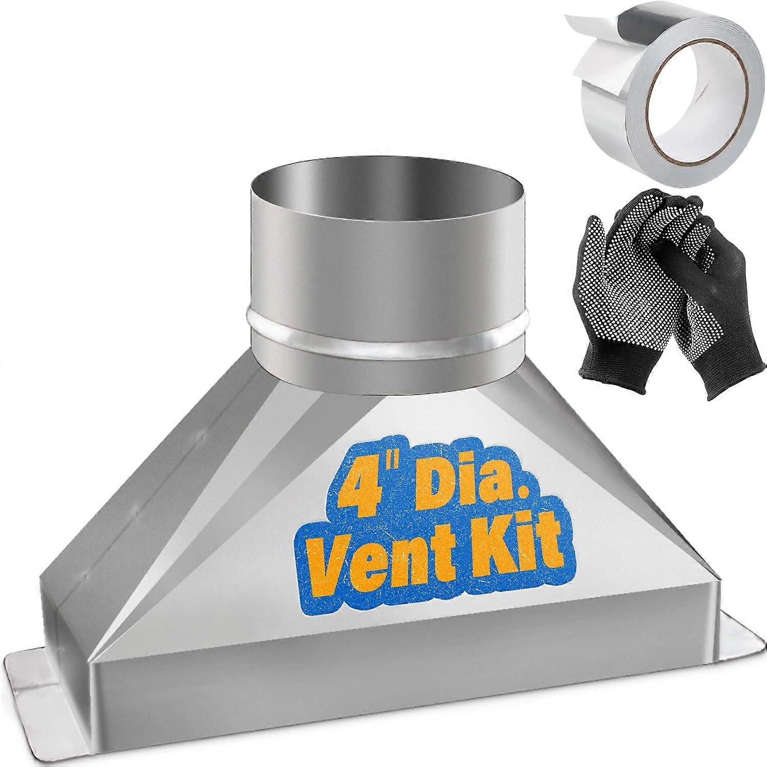 Microwave Vent Kit Round to Rectangular Duct Adapter 4 Inch Galvanized Steel for Range Hood HVAC