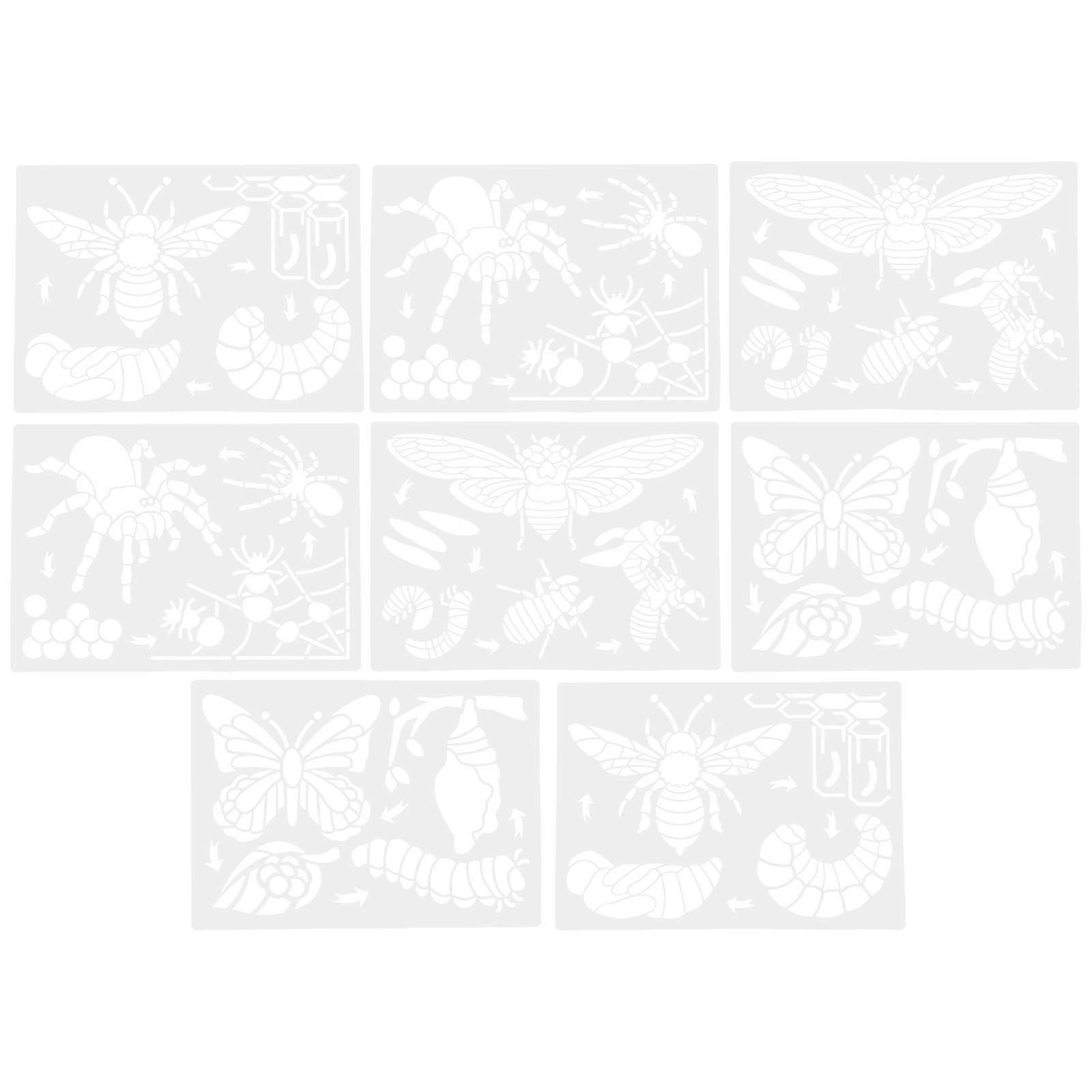 Kids Drawing Stencil Insect Life Cycle Growth Cycle Template 8 Sheets