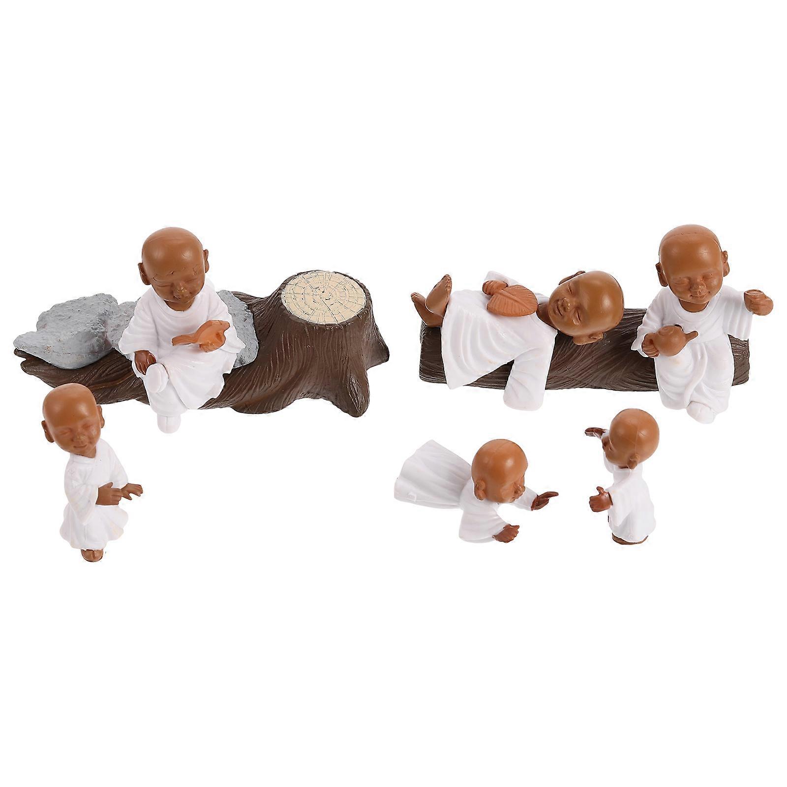 Plastic Small Monk Figurine Monk Statue Decor 4Sets for Decoration