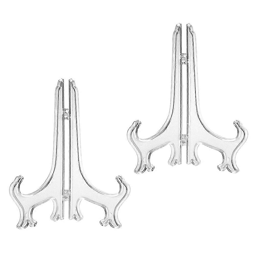 Transparent Plastic Plate Display Stand for Decoration Ideal for Dishes Photos and Books Size 4 Inch 24pcs