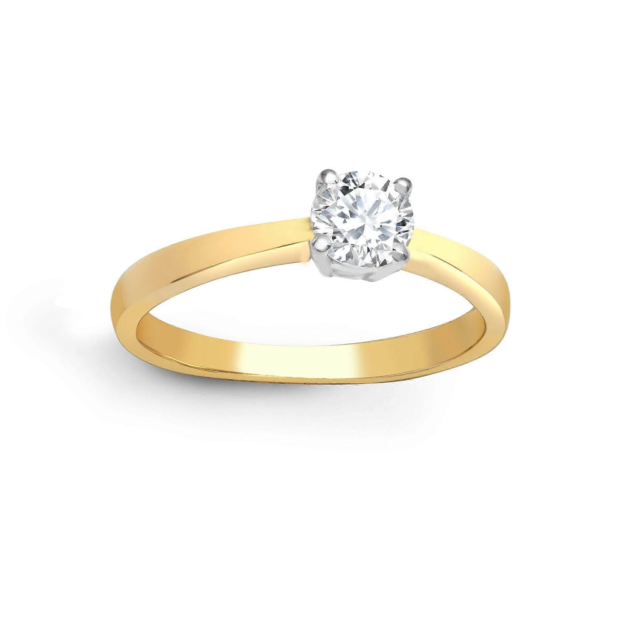 Jewelco London Ladies Solid 18ct Gold 4 Claw Set Round 0.25ct D / VS Lab Grown Diamond Solitaire Engagement Ring 4mm