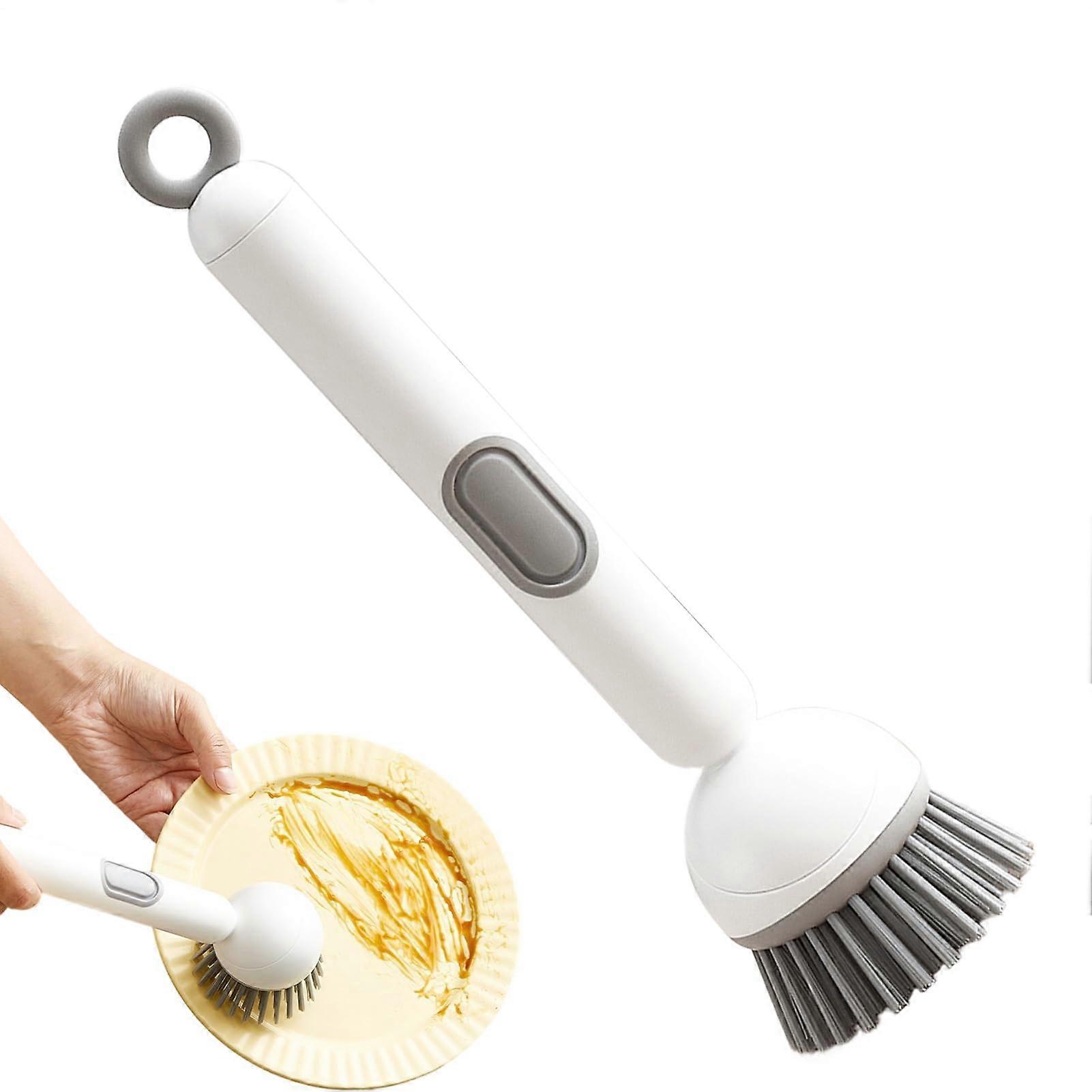 Soap Dispensing Brush with Smart Angle, Ergonomic Grip and LeakProof Long Handle for Kitchen