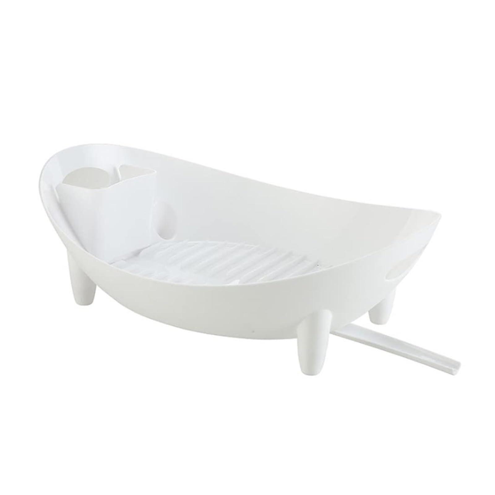 Oval Dish Drying Rack with Removable Utensil Holder, Large Capacity Kitchen Counter Drainer