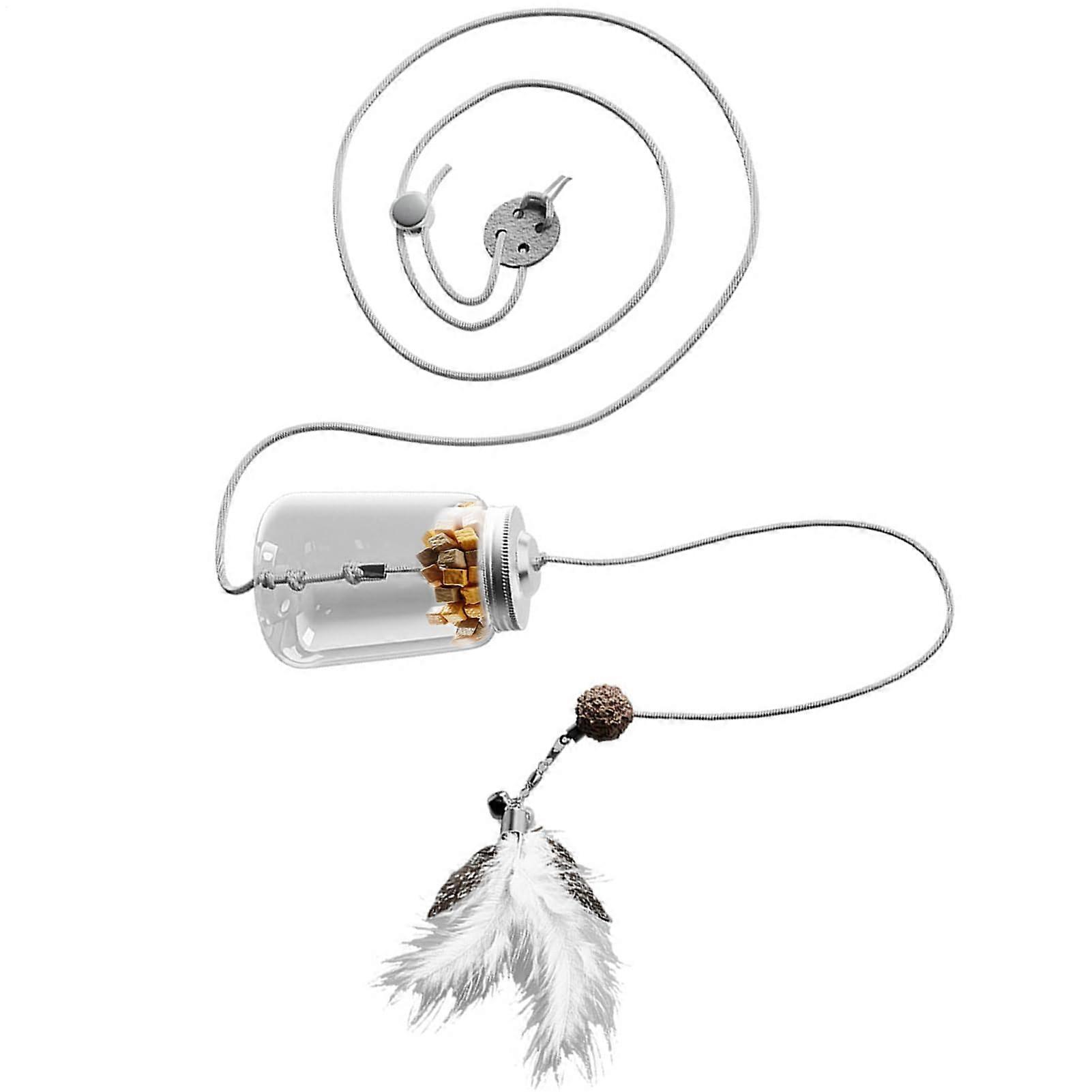 Interactive Cat  Dispenser with Feather Teaser for Indoor Cats and Boredom Relief