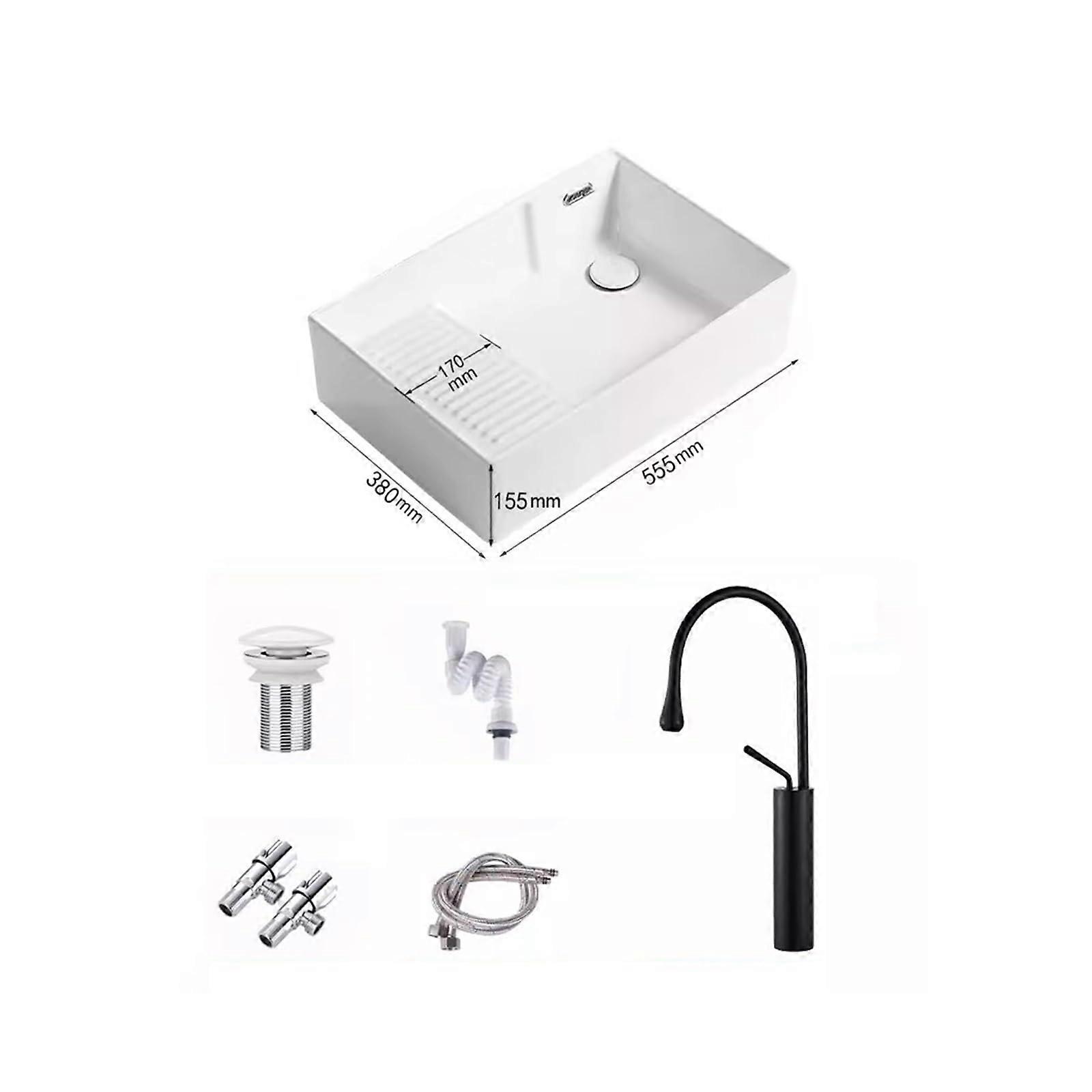 Modern White Ceramic Bathroom Sink with Overflow, Corner Vanity Wash Basin for Small Spaces