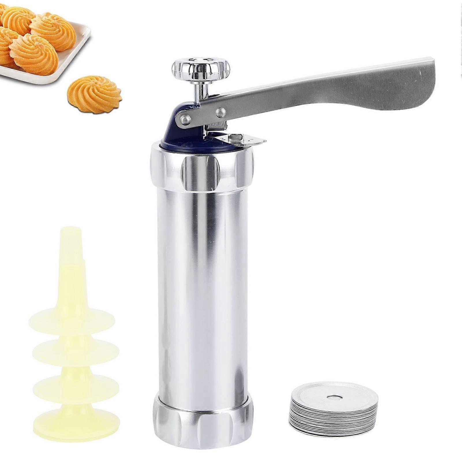 Cookie Press with 20 Discs and 4 Tips, Durable Alloy Biscuit Maker for Creative Baking