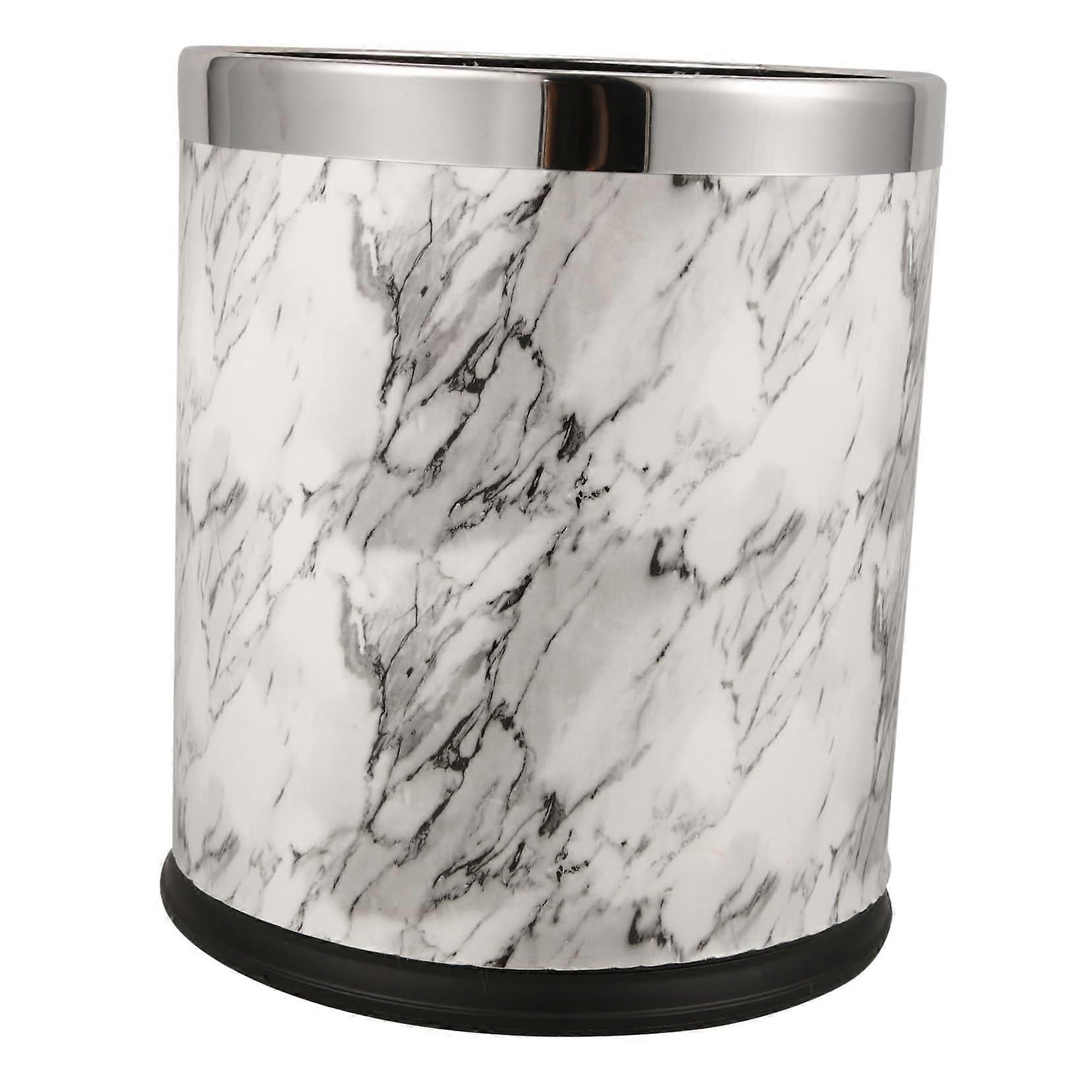 Marble Trash Can with Stylish Pattern, Easy Clean Bathroom Waste Bin for Home Office Kitchen Use