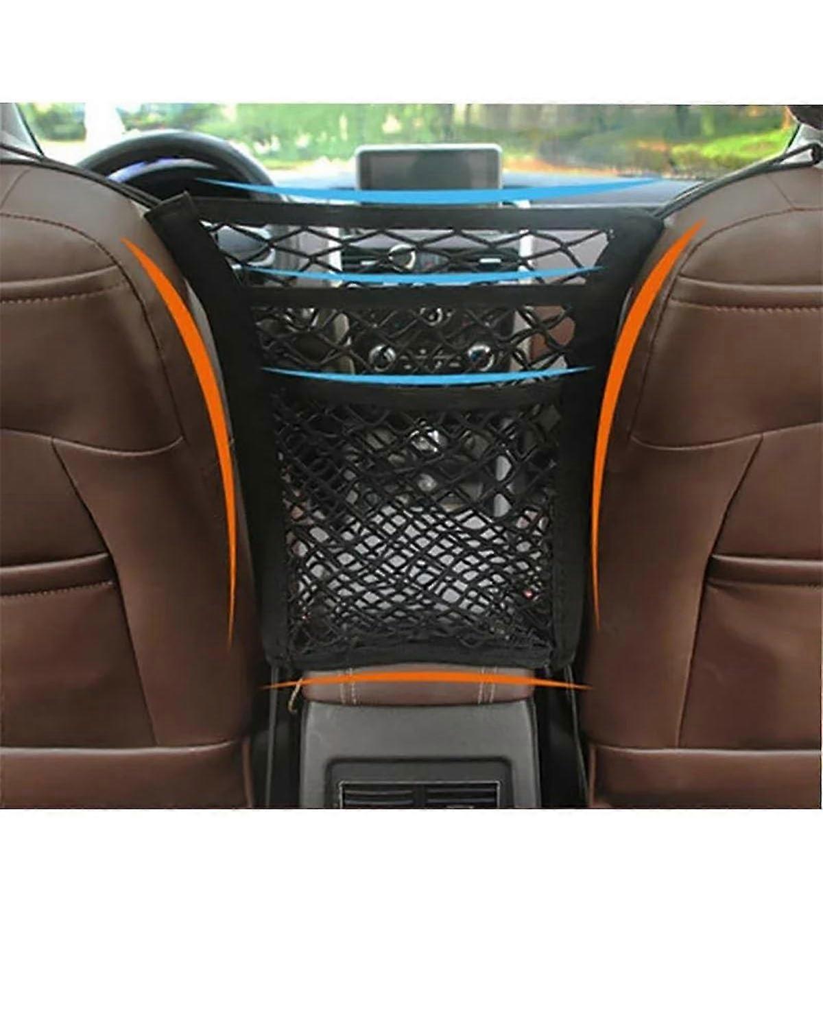 Car Trunk Organizer Elastic Mesh Storage Net Bag for Seat Back Keeps Items Secure and Organized