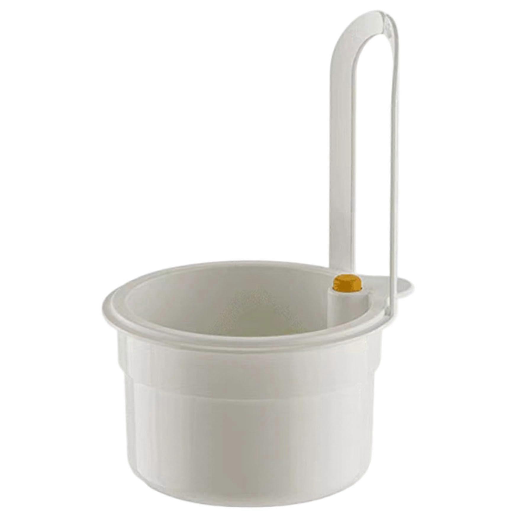 Sink Strainer Basket with PushButton Lid, Removable Food Catcher, Hangable Kitchen Drain Filter, White