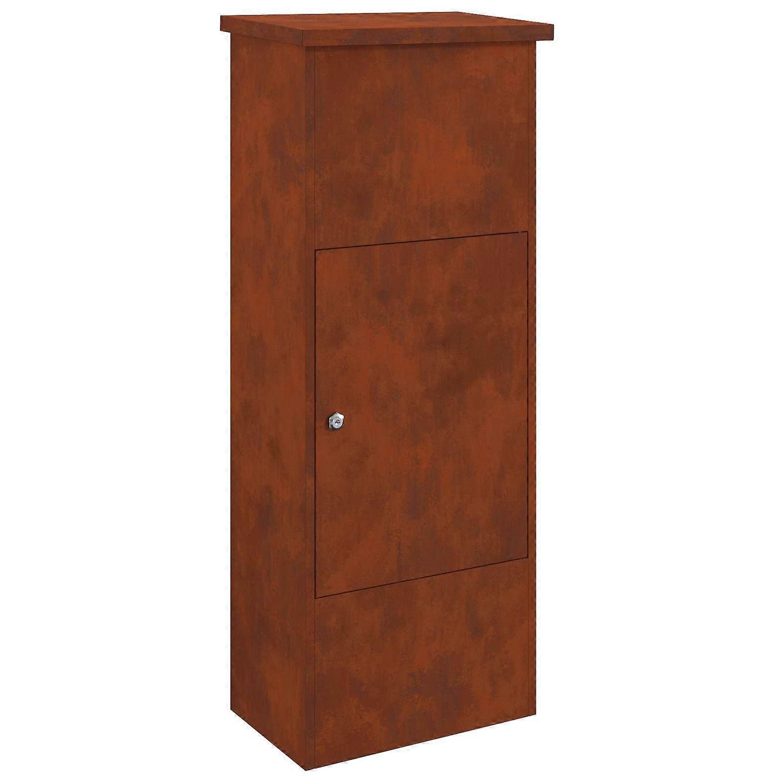 Parcel drop box, rusty finish, 44.5 x 29 x 110.5 cm, weatherproof steel
