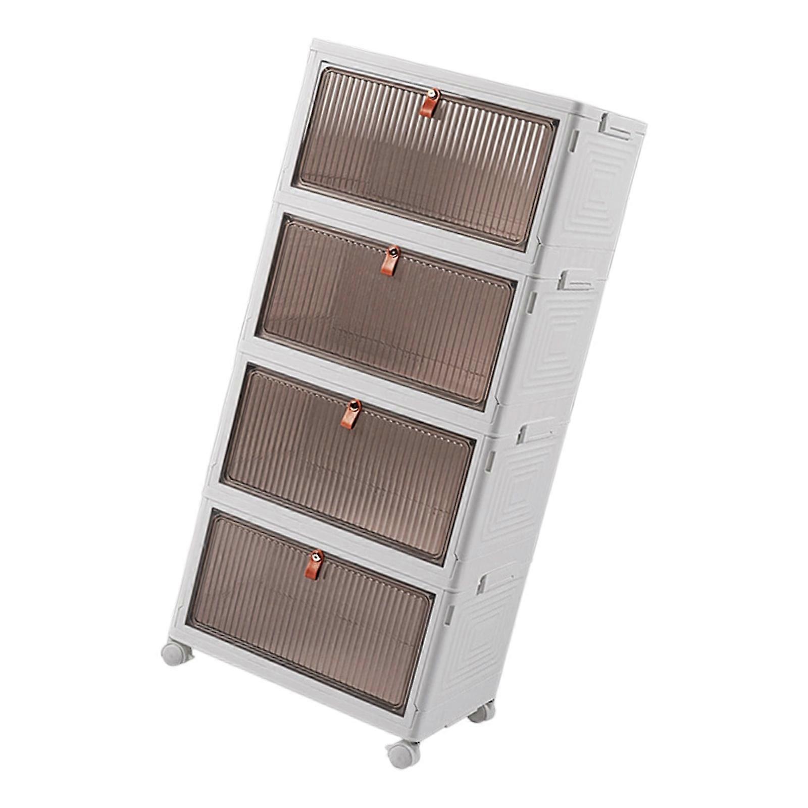 Stackable Multiple Layer Plastic Storage Boxes Featuring Clear Lid and Wheel for Home Organization Efficiency Multicolor